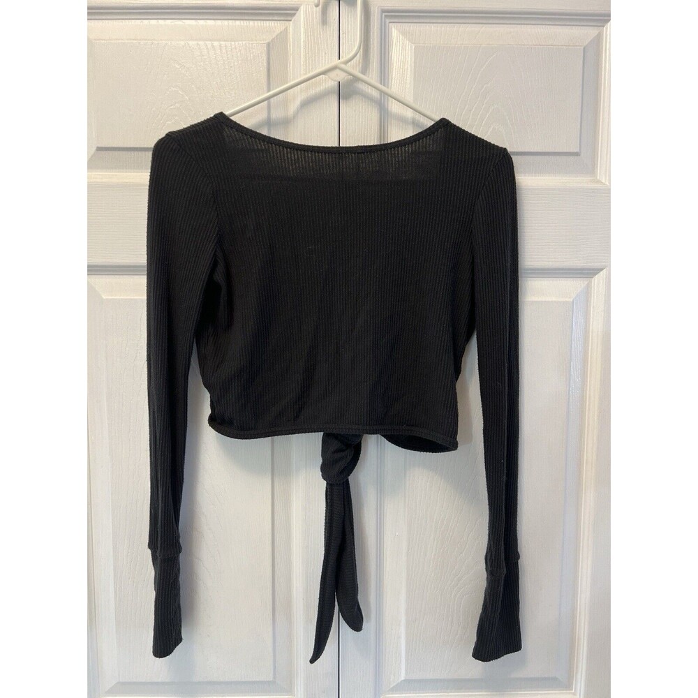 Spiritual Gangster Harmony Rib Wrap Sweater Size Xs Black Long Sleeve - Picture 9 of 10